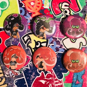 Splatoon Octoling Buttons (choose 1 or all together)