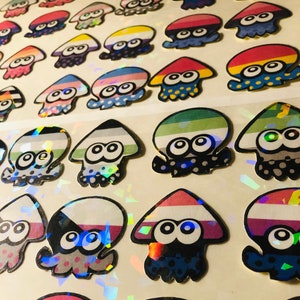 LGBT Splatoon Squid and Octo crystal stickers
