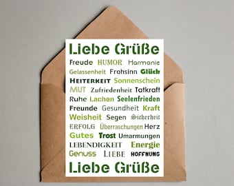 Postkarte * LIEBE GRÜßE  * - KLÖNART