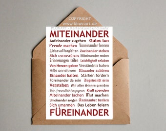 Postkarte * MITEINANDER FÜREINANDER *