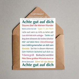 KLÖNART-Postkarte * Achte gut auf dich  *