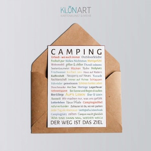 KLÖNART-Postkarte * Camping * Schriftmix