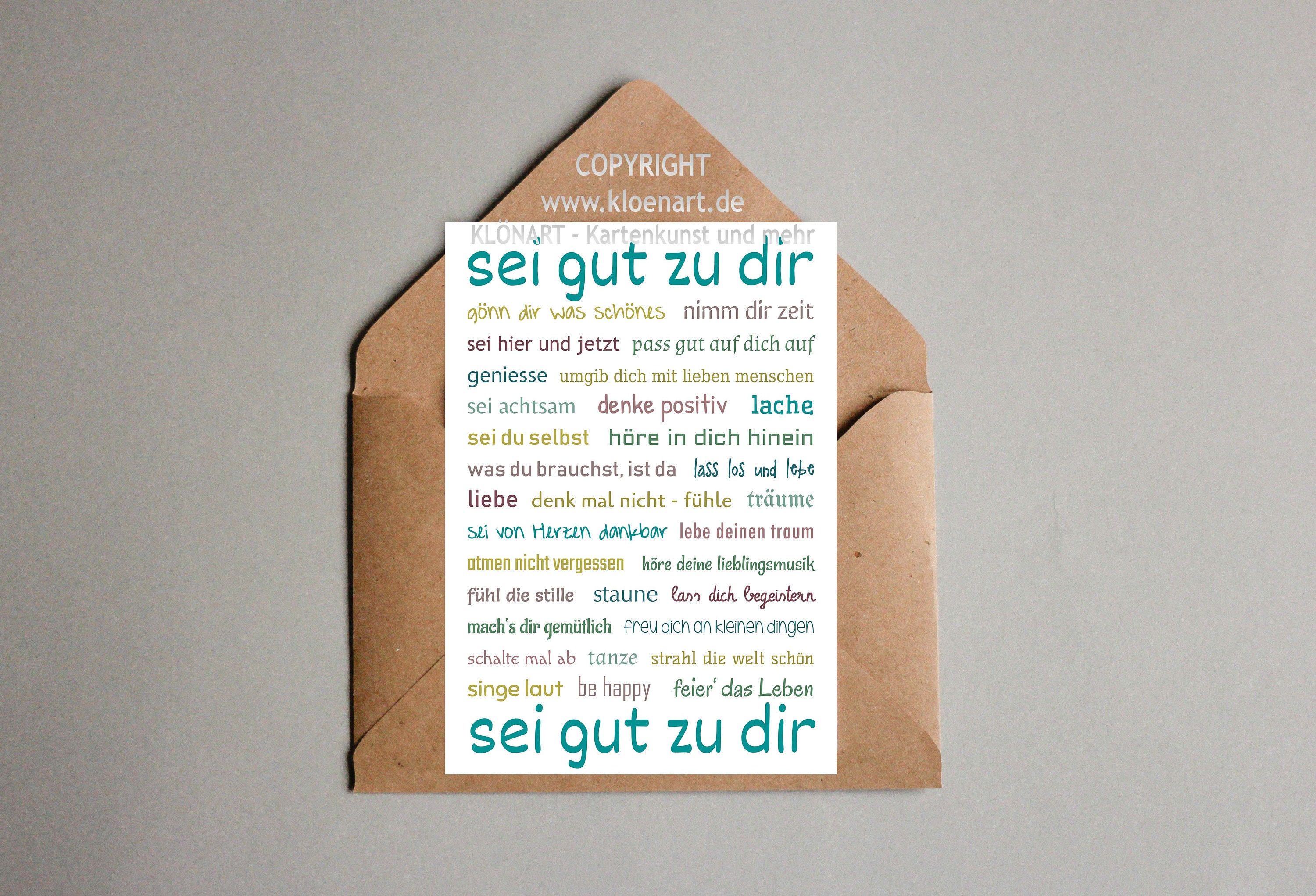 Postkarte Sei gut zu dir KLÖNART Etsy.de