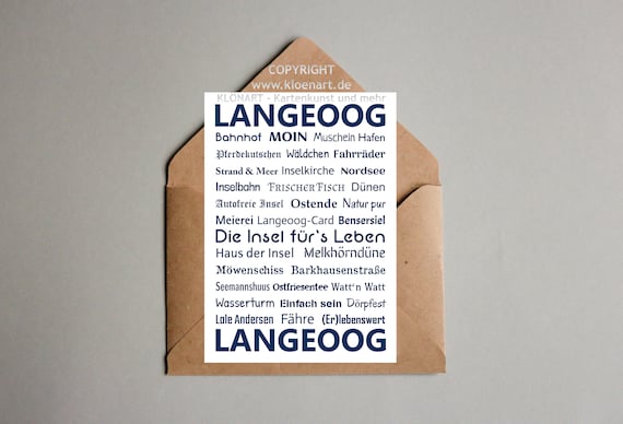 Postkarte Langeoog Insel Maritim Klonart Etsy