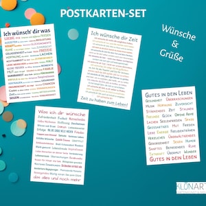 KLÖNART-Postkarten * 4er-Set * Wünsche & Grüße