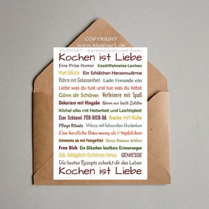 KLÖNART-Postkarte * Kochen ist Liebe *