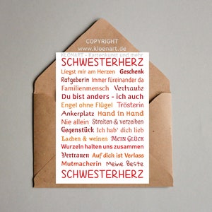 KLÖNART-Postkarte * Schwesterherz *