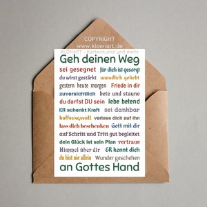 KLÖNART-Postkarte * Geh deinen Weg an Gottes Hand * (Christliche Karte)