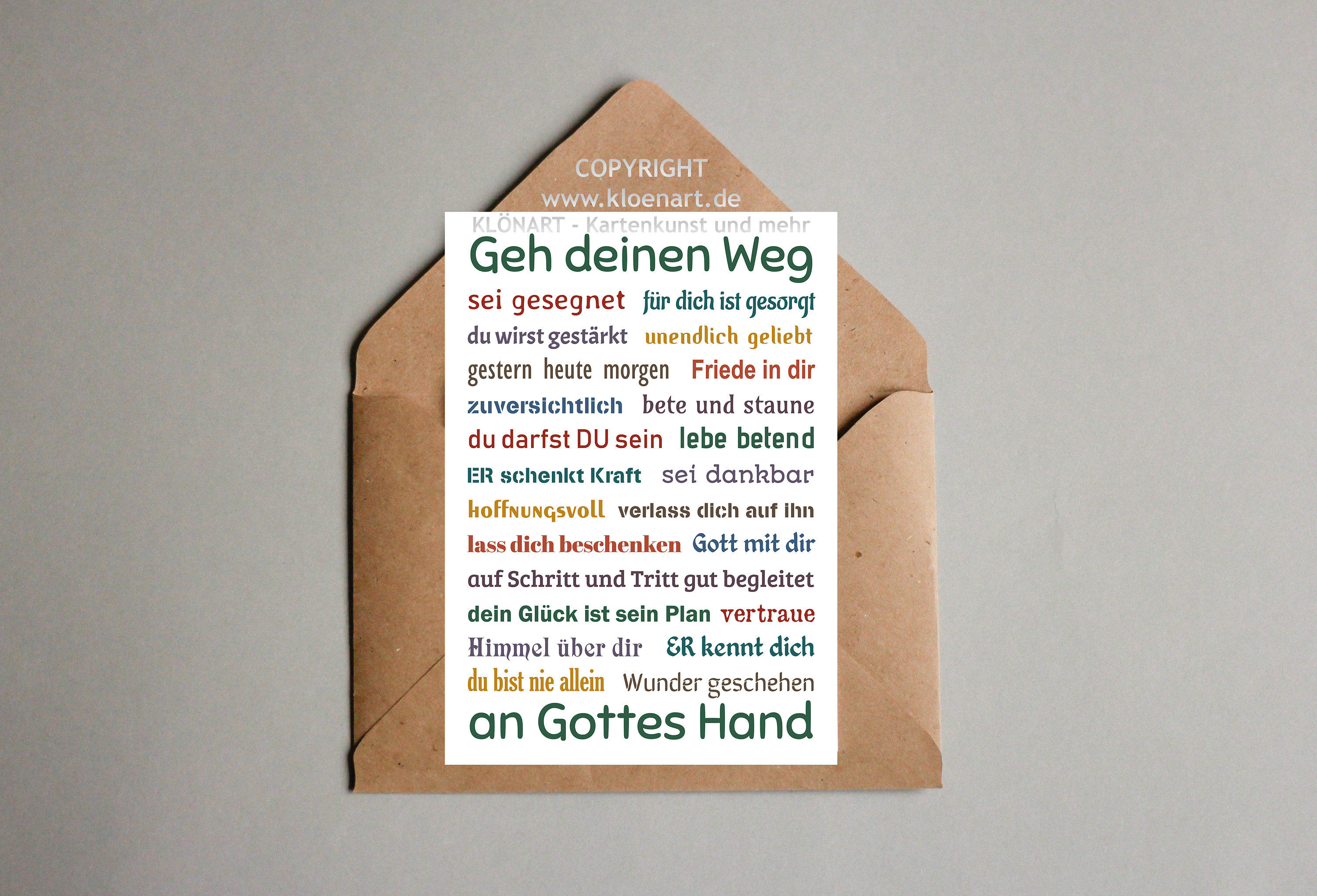 Postkarte Geh deinen Weg an Gottes Hand KLÖNART Christliche Karte Etsy.de