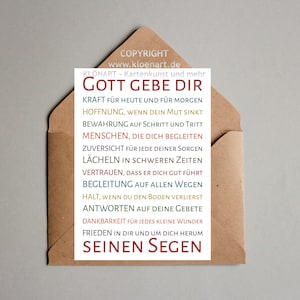 KLÖNART-Postkarte * Gott gebe dir seinen Segen * (Christliche Karte)