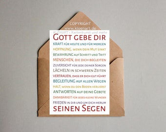 Postkarte * Gott gebe dir seinen Segen * - KLÖNART (Christliche Karte)