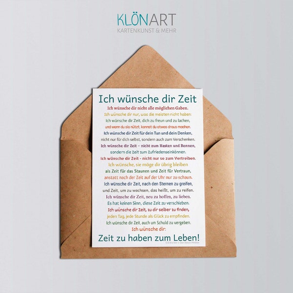 Postcard * I wish you time * (Elli Michler) - Klönart
