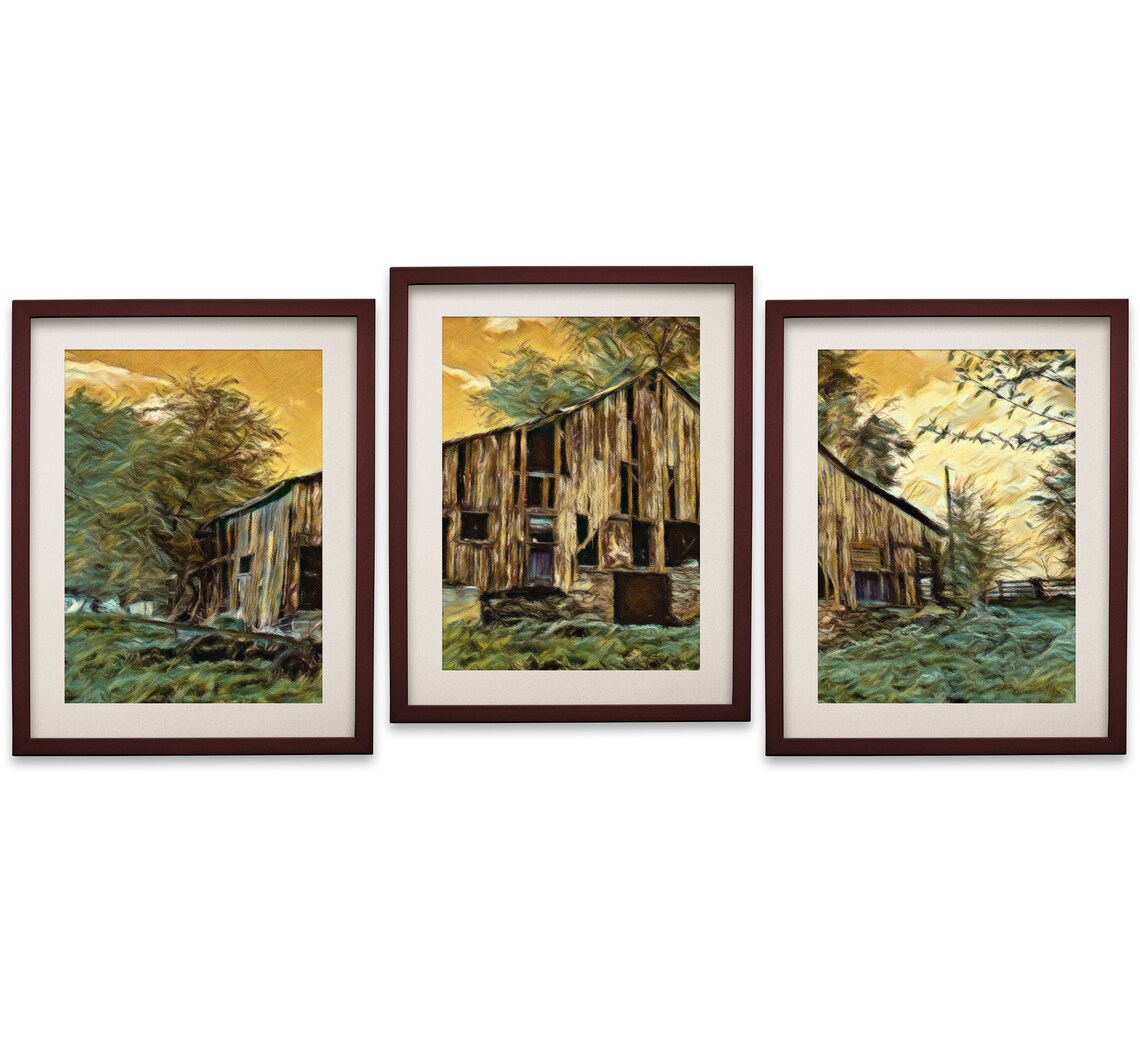 Old Barn Art Set of 3 Prints Farm Art Print Barn Print Etsy