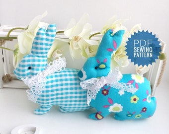 Bunny Sewing pattern Easter rabbit sewing pattern Fabric rabbit pattern Stuffed Easter bunny tutorial PDF Stuffed bunny pattern Easter gift