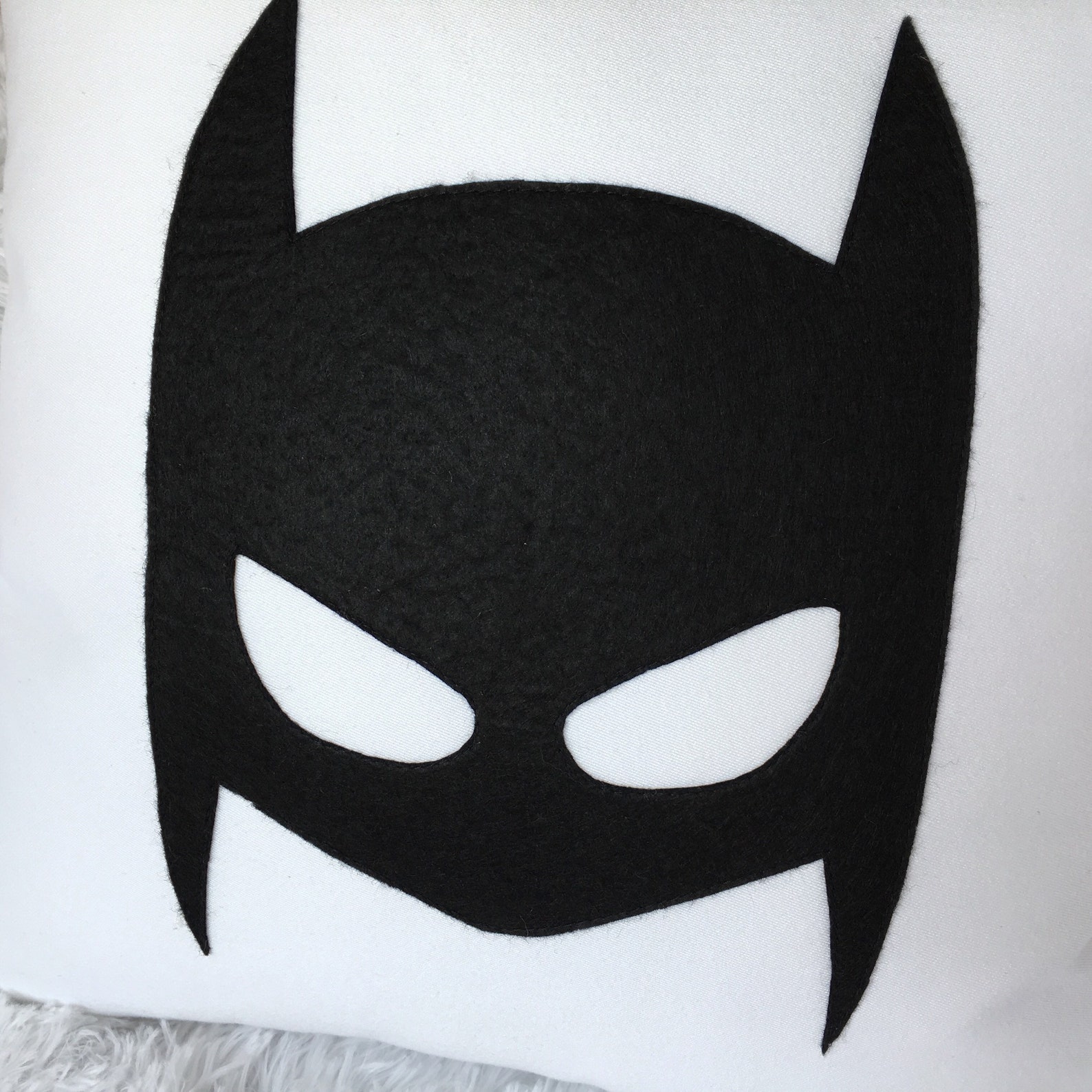 Batman Mask Pillow cover White Batman cushion Cotton 16x16 Etsy