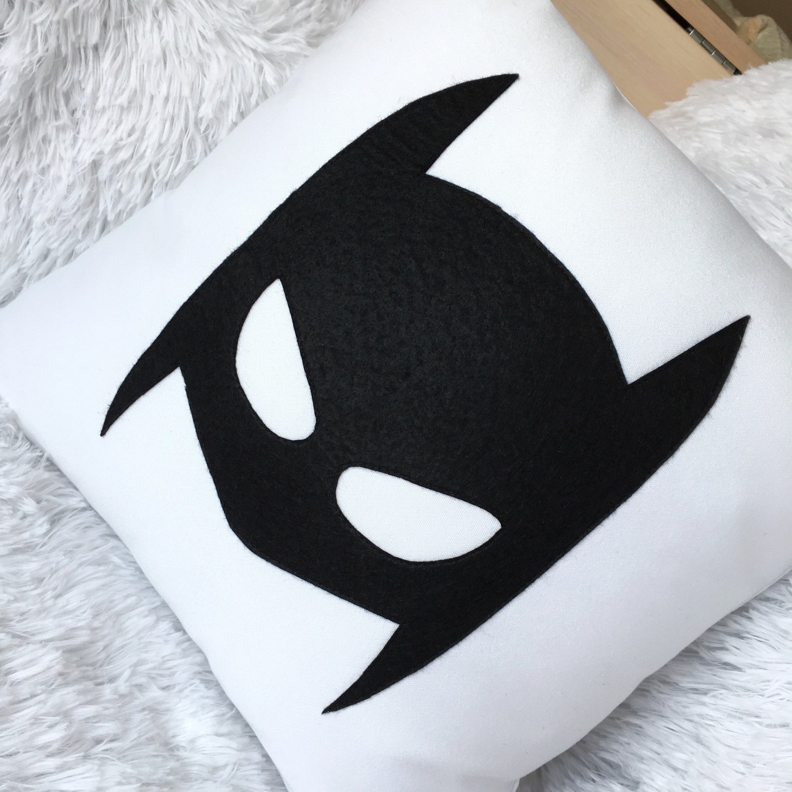 Batman Mask Pillow cover White Batman cushion Cotton 16x16 Etsy
