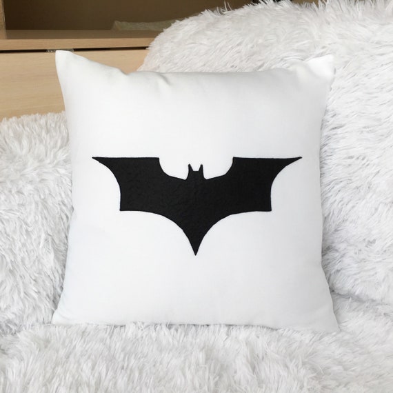 White Batman Pillow Cover 16x16 Batman Batman Logo Bat Shaped Pillow DC