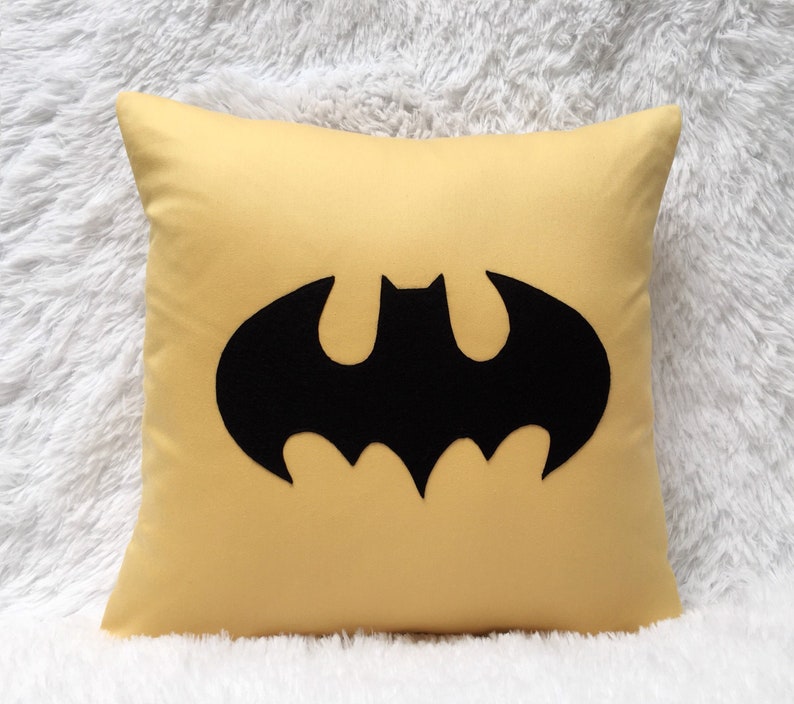 Yellow Batman cushion pillow cover 16x16 Batman emblem pillow Etsy