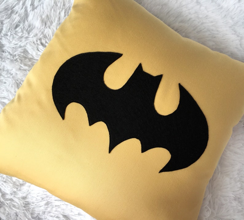 Yellow Batman cushion pillow cover 16x16 Batman emblem pillow Etsy