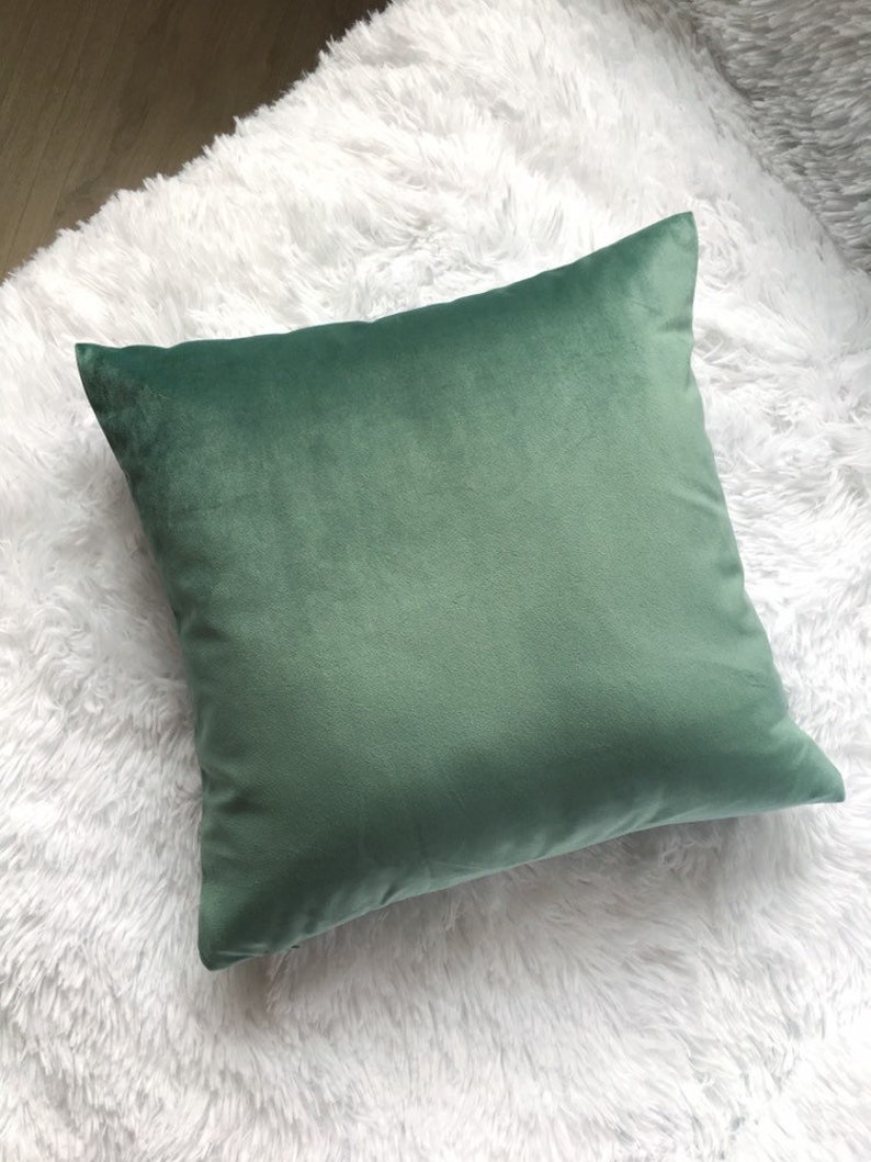 Green Velour pillow Green velvet cushion Fern green velour Etsy