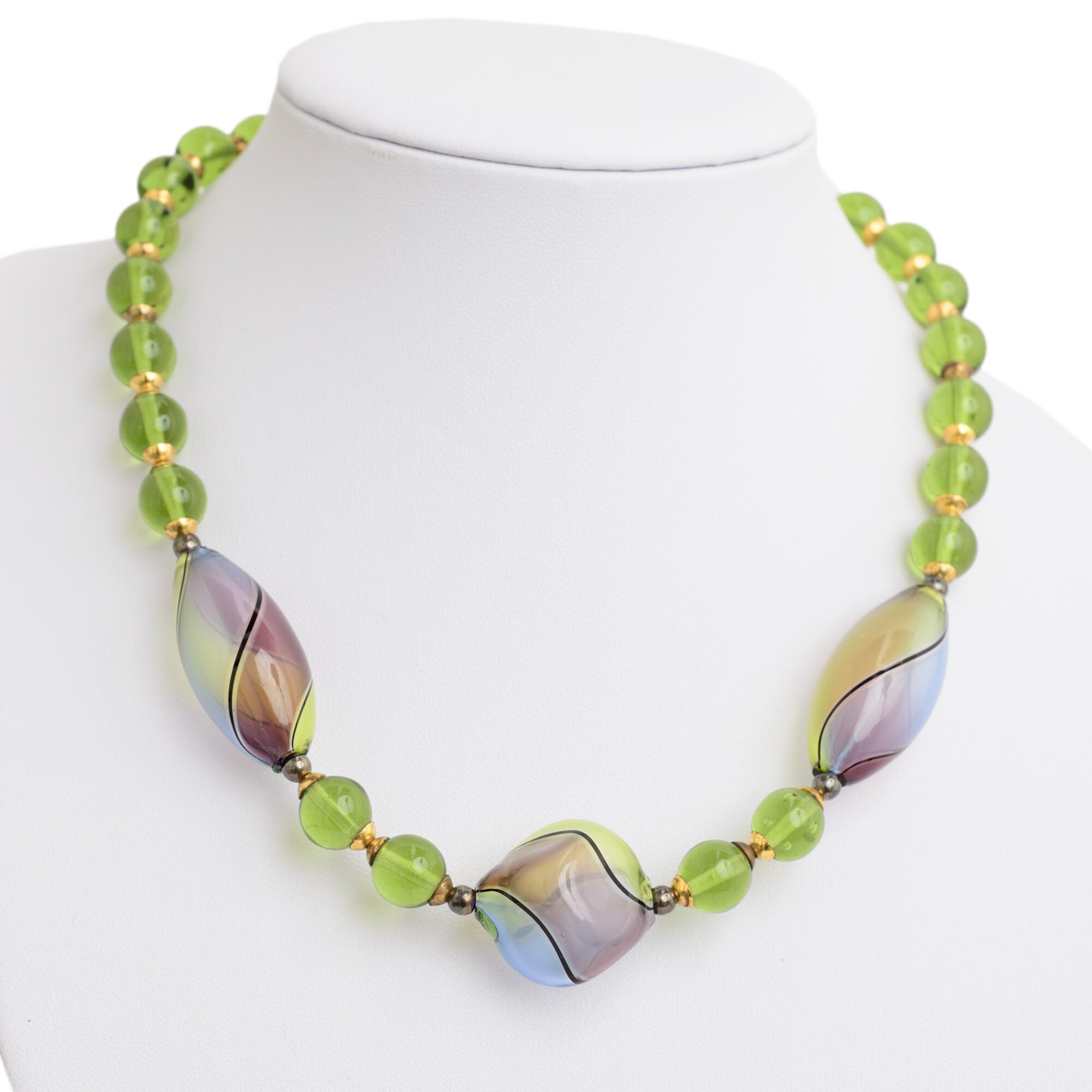 Murano Hand Blown Glass Bead Necklace 