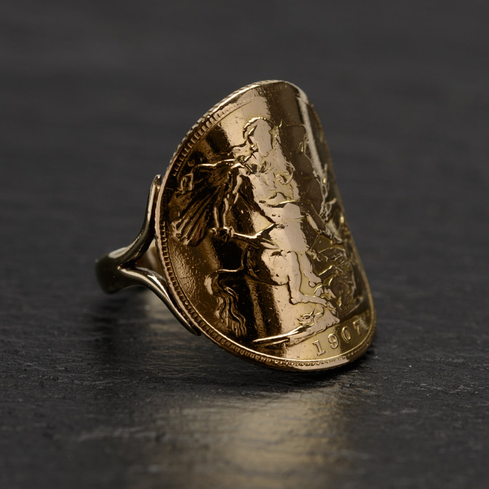 Antique Edward VII 22ct Gold Sovereign Ring With 9ct Gold Band Etsy