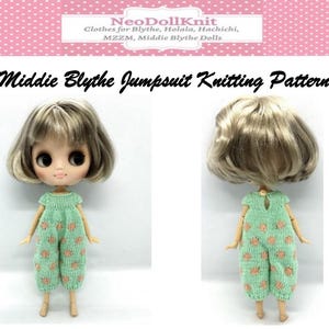 Digital/PDF Knitting PATTERN / English - Polka Dot Jumpsuit Knitting PATTERN for 8-inch Middie Blythe Dolls