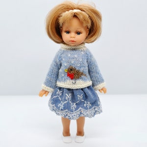 Knit Winter Pullover for Paola Reina Mini Amagas Doll, Knitted 8 inch / 21 cm Doll Sweater, Paola Reina Mini Jumper Outfit Clothes