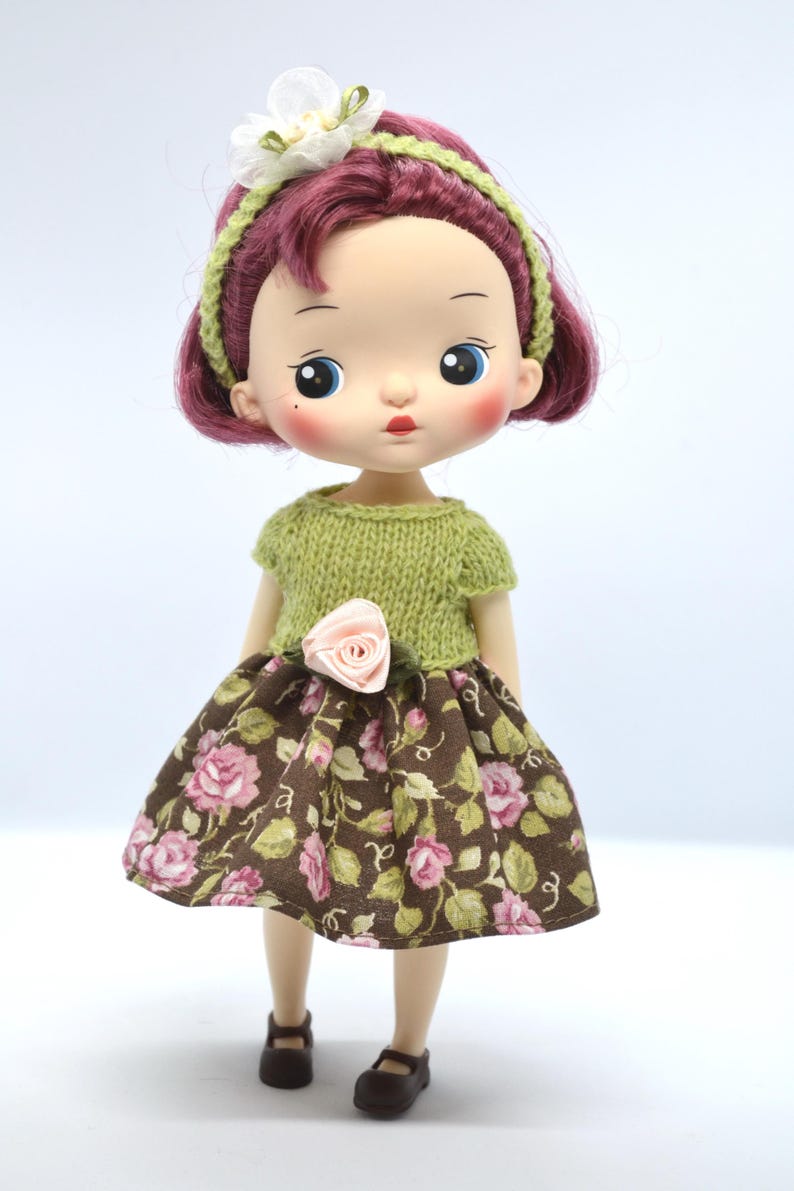 Holala MZZM Doll Floral Summer Dress, 8 inch Monst Doll Outfit, Monst Middie Blythe Clothes image 3