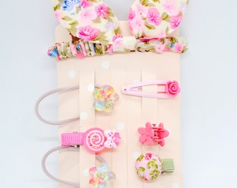 Holala Doll Pink Green Hair Accessories Set, Middie Blythe Headband, Blythe Hair Clips, Monst Doll Tail Bands