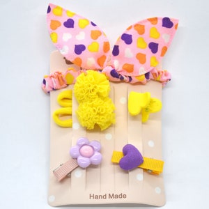 Yellow and Purple Hair Accessories Set for Collectible Blythe & 8-inch Holala-type Dolls, Holala Headband, Monst Hair Clips, Doll Tail Bands