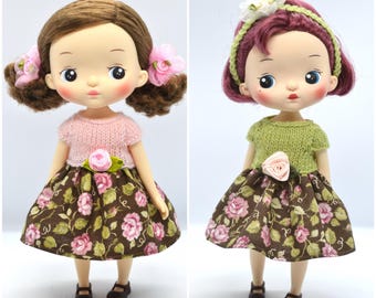 Holala MZZM Doll Floral Summer Dress, 8 inch Monst Doll Outfit, Monst Middie Blythe Clothes