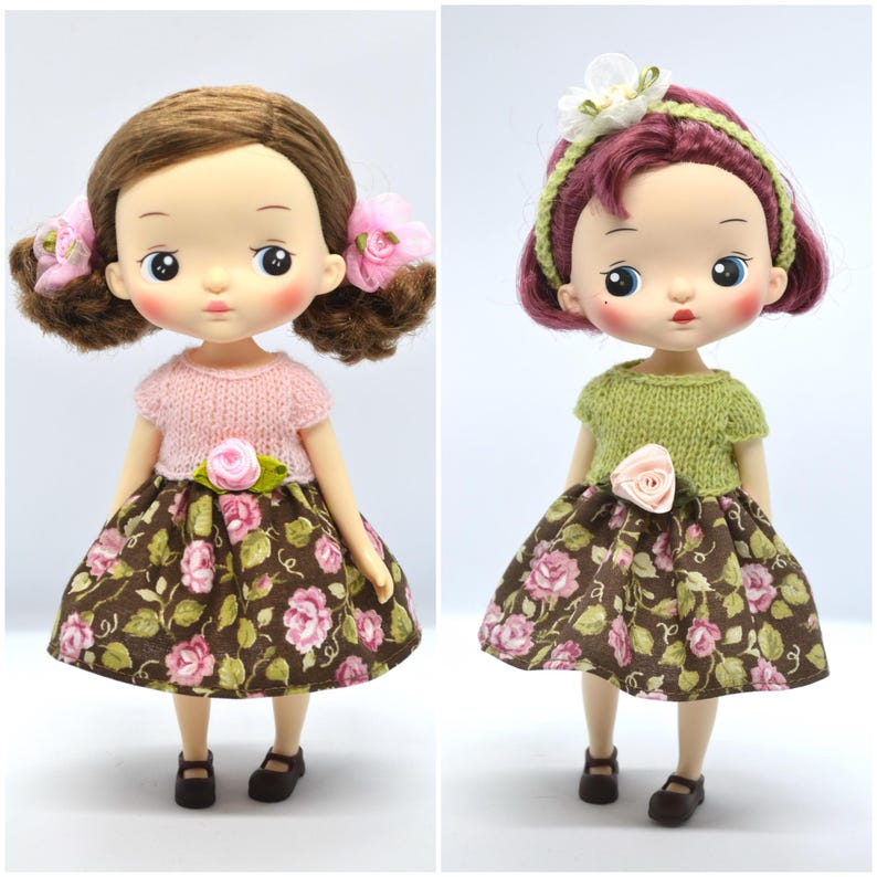 Holala MZZM Doll Floral Summer Dress, 8 inch Monst Doll Outfit, Monst Middie Blythe Clothes image 1