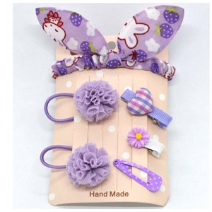 Holala Doll Lavender Hair Accessories Set, Middie Blythe Monst Lilac Hair Clips, MZZM Bokka Doll Tail Bands