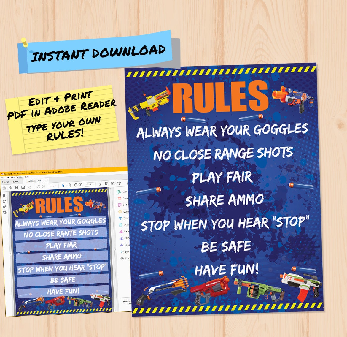 Dart Rules Poster Editable Dart Rules Sign Birthday Party Etsy