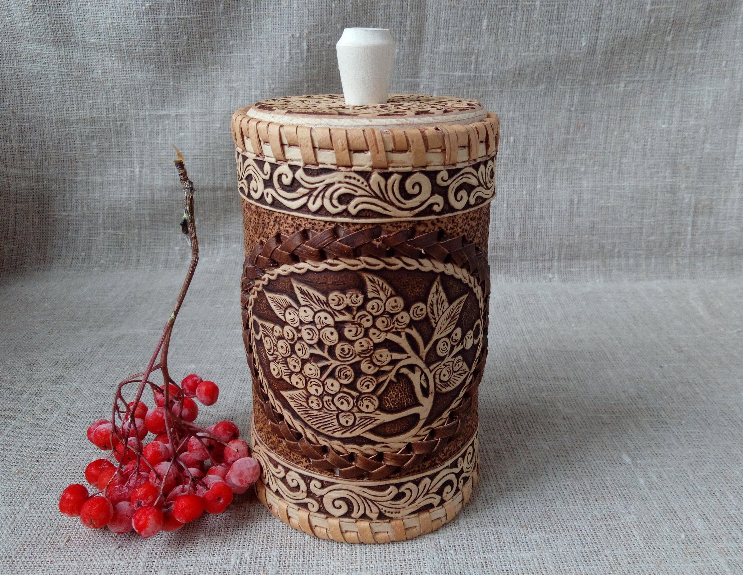 07 Liter Container from Birch Bark wooden jar kitchen Etsy