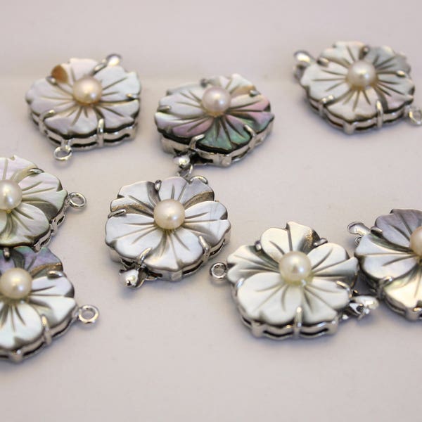 Shell Clasp, Mother of Pearl Clasp, 1-strand tab, mother-of-pearl shell , Box Clasp, flower clasp, Sold individually