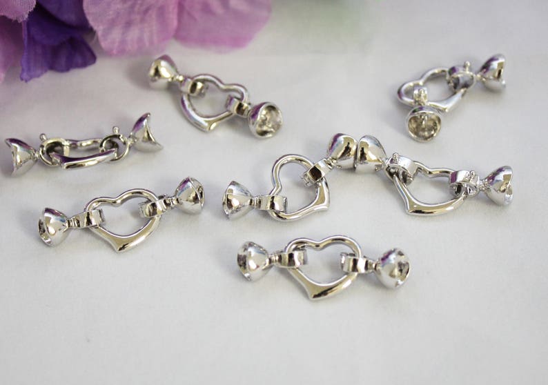 Clasp Double Latch Hinged Hook Clasp Rhodiumplated Brass Etsy