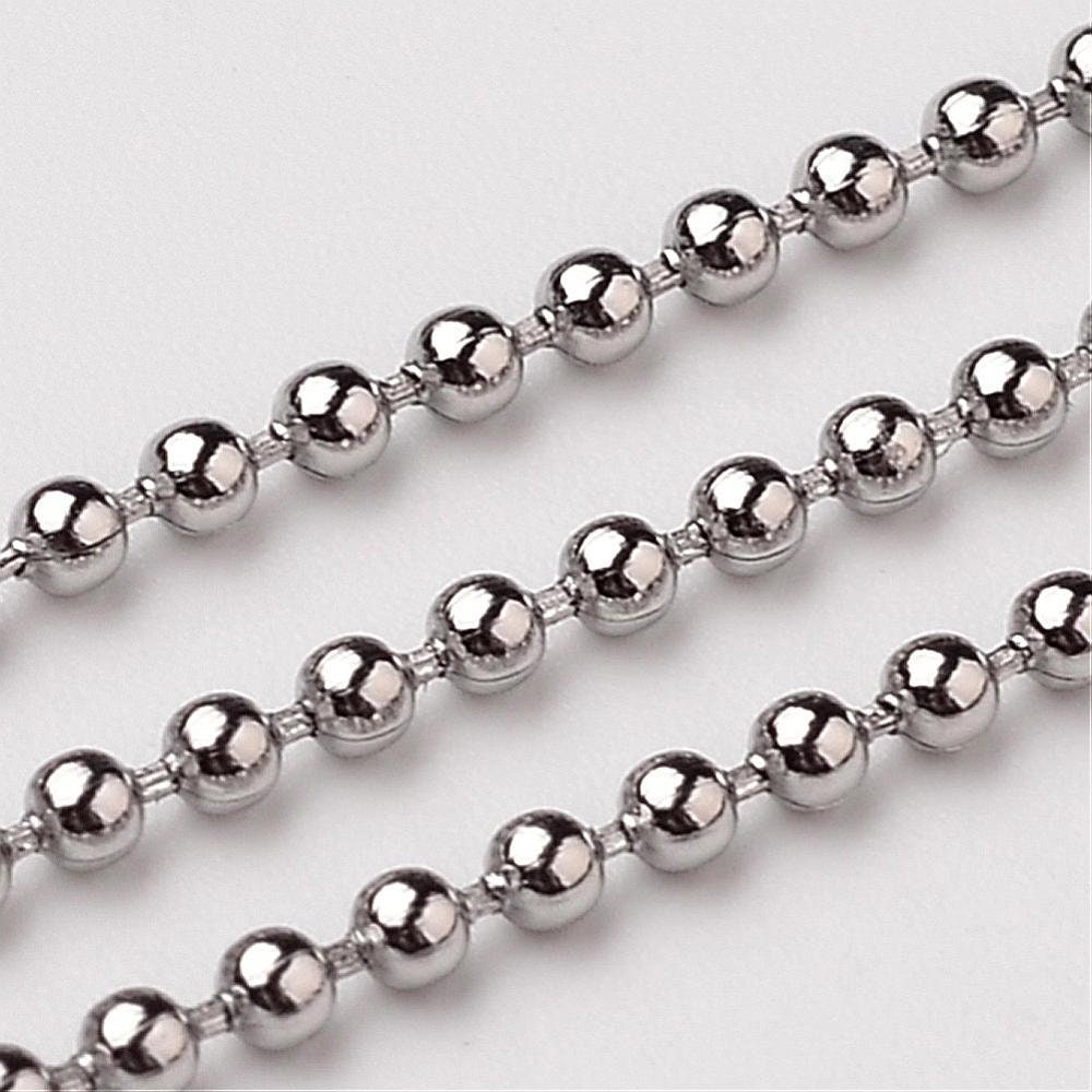 10pcs Bead Chain,304 Stainless Steel Dog Tag Chain Ball Chain Necklace  Bulk, Beaded Necklace Chains for Jewelry Making DIY Crafts 