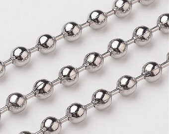Stainless Steel Ball Chain 5.0 mm - 10 metre Lengths | Stainless Steel Chain | Dog Tag Chain | Stainless Ball Chain | Ball Chain Cord - 0341