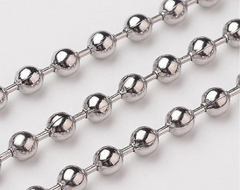 Stainless Steel Ball Chain 3.2 mm - 10 metre Lengths | Stainless Steel Chain | Dog Tag Chain | Stainless Ball Chain | Ball Chain Cord - 0341