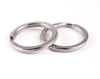 Stainless Steel Flat Key Rings 30 mm x 3.0 mm - Pack of 100 - Double Loop Split Rings - 0328