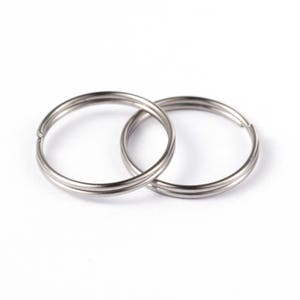 Portachiavi in acciaio inox Split 15 x 1,8 mm (calibro 13) - confezione da 100 - doppio Loop Split Ring - 0325