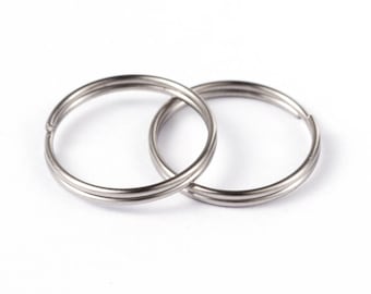 Stainless Steel Split Key Rings 15 mm x 1.8 mm (13 Gauge) - Pack of 100 - Double Loop Split Rings - 0325