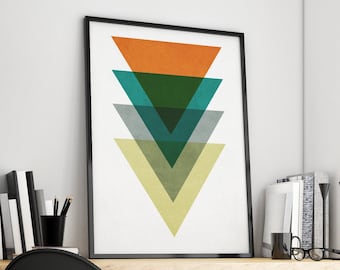 Geometric Print, Mid Century Print, Triangle Print, Geometric Wall Art, Scandinavian Print, Abstract Shapes, Modern Home Interior Gift