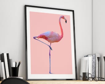 Flamingo Poster, Flamingo Art Print, Pink Flamingo Print, Flamingo Gifts, Flamingo Nursery Decor, Kids Wall Art Children Prints, Retro Print