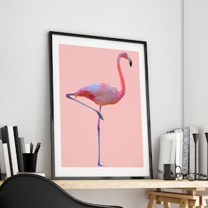 Flamingo Poster, Flamingo Art Print, Pink Flamingo Print, Flamingo Gifts, Flamingo Nursery Decor, Kids Wall Art Children Prints, Retro Print