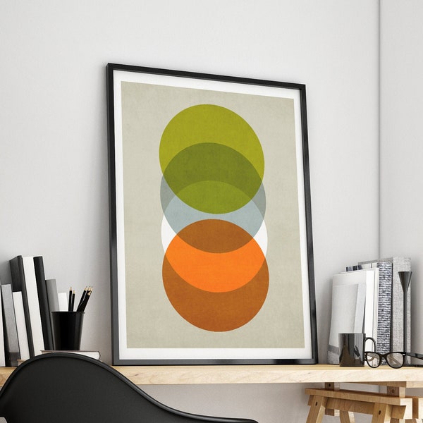 Circles Print, Abstract Print, Mid Century Wall Art Retro Print, Minimalist Art Scandinavian Poster Modern Art Gift, New Home Minimal Decor