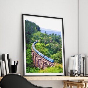 Nine Arch Bridge Print, Train Print, Sri Lanka Wall Art, Travel Poster Tropical Train Poster Sri Lanka Gift Retro, Asia Travel Print