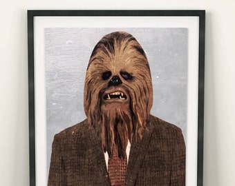Chewbacca Star Wars Print (Limited Edition of 100) - A3 Vintage Chewie Star Wars Poster Street Art Pop Art Decor Wall Art Chewbacca Gift